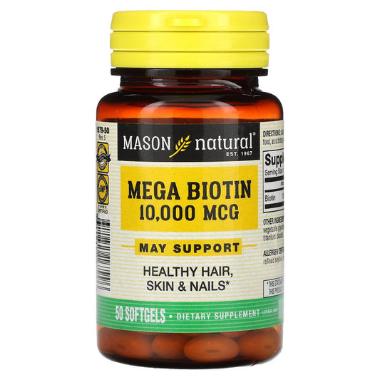 Mason Natural 10000 Mcg Mega Biotin 50 Softgels Vitamins & Supplements Pasteur Pharmacy