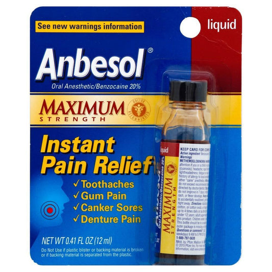 Anbesol Oral Anesthetic Maximum Strength Instant Pain Relief Liquid Oral Care Pasteur Pharmacy