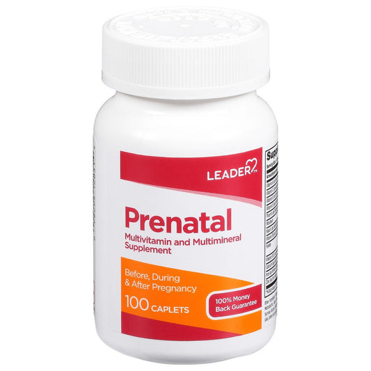 Leader Prenatal Vitamin with 800 mcg Folic Acid, 100 Caplets Vitamins & Supplements Pasteur Pharmacy