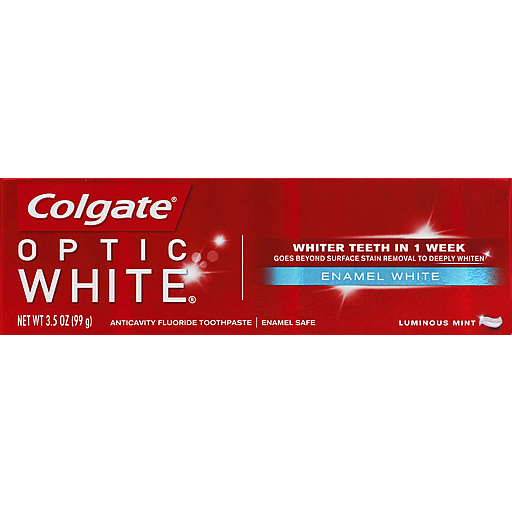 Colgate Optic White Toothpaste, Anticavity Fluoride, Enamel White, Luminous Mint Toothpaste Pasteur Pharmacy
