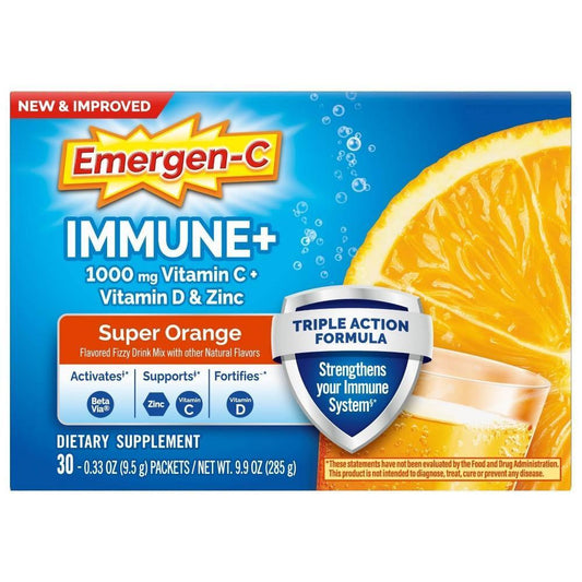 Emergen-C Vitamin C Fizzy Drink Mix, Super Orange – 1000mg – 30 Count Vitamins & Supplements Pasteur Pharmacy