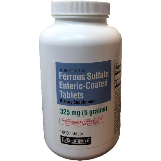 Upsher-Smith Ferrous Sulfate Enteric-Coated 325 Mg - 1000 Tablets Vitamins & Supplements Pasteur Pharmacy