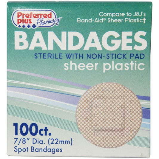 Preferred Plus Pharmacy Bandages Sterile Sheer Plastic Spot First Aid Pasteur Pharmacy