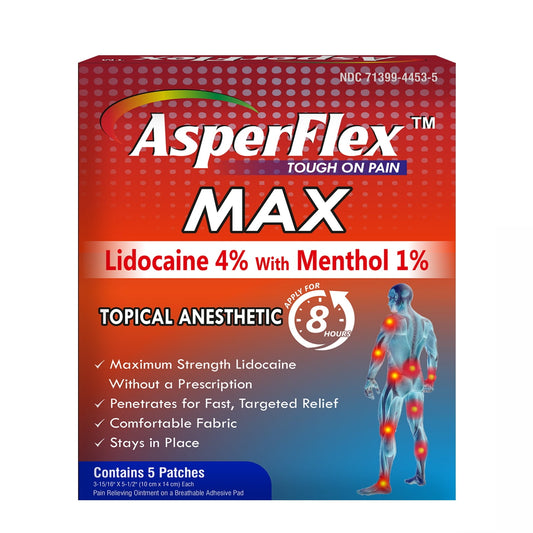 Akron Pharma Asperflex MAX Pain Relief Patch With Lidocaine 4% And Menthol 1 Health Care Pasteur Pharmacy