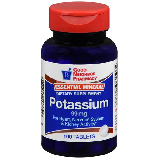 Good Neighbor Pharmacy Potassium 99mg Tablets 100ct Folder Tabs Pasteur Pharmacy