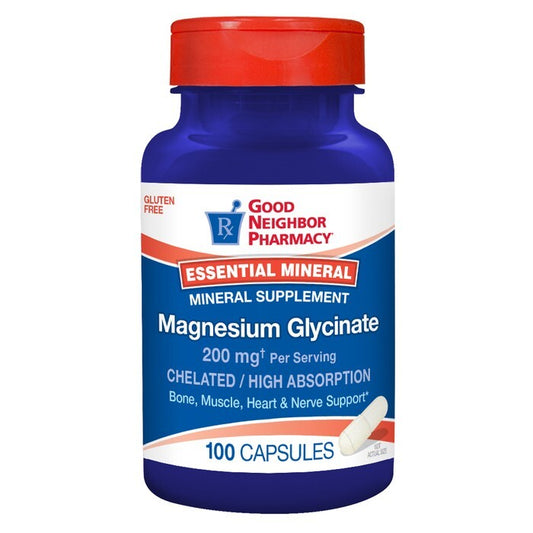 Good Neighbor Pharmacy Magnesium Glycinate 200mg Capsules 100ct Magnesium Glyc Pasteur Pharmacy