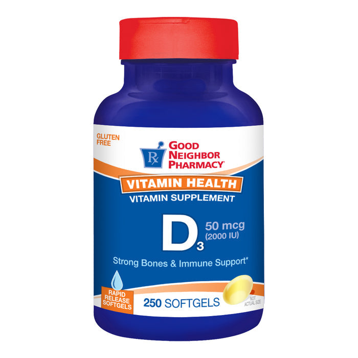 Good Neighbor Pharmacy Vitamin D3 2000IU Softgels 250ct Horse Vitamins & Supplements Pasteur Pharmacy