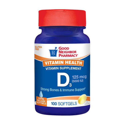 Good Neighbor Pharmacy Vitamin D3 5000IU Softgels 100ct Horse Vitamins & Supplements Pasteur Pharmacy