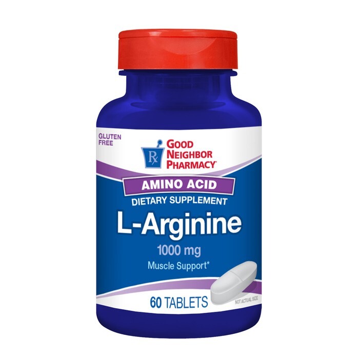 Good Neighbor Pharmacy L-Arginine Amino Acid 1000mg Tablets 60ct Acid Neutralizers Pasteur Pharmacy