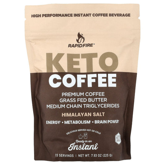 RapidFire Ketogenic High Performance Instant Coffee Mix, Supports Energy And Metabolism, 15 Servings, Brown, 7.93 Ounce Coffee Pasteur Pharmacy