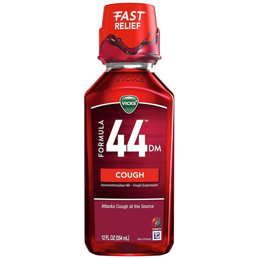 Vicks Formula 44 Cough Suppressant Liquid Berry, Berry Flavor 12 Oz Personal Care Pasteur Pharmacy