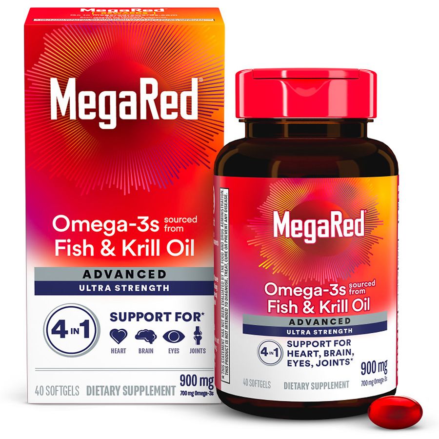 MegaRed Advanced 4in1 500mg Omega-3 Fish + Krill Oil Supplement Softgel Vitamins & Supplements Pasteur Pharmacy
