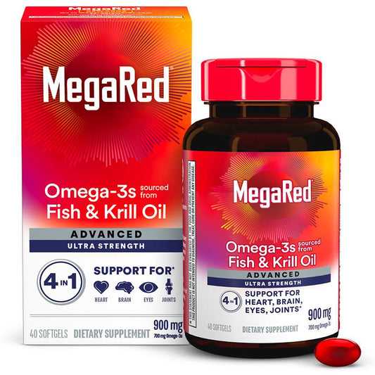 MegaRed Advanced 4in1 500mg Omega-3 Fish + Krill Oil Supplement Softgel Vitamins & Supplements Pasteur Pharmacy