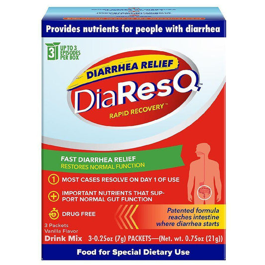 DiaResq Rapid Relief Digestive Health Formula, Vanilla Flavor, 3-Pack (21g Packets) Medicine & Drugs Pasteur Pharmacy