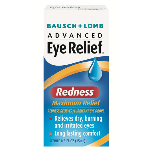 Bausch + Lomb Advanced Eye Relief Maximum Redness Relief – Sterile Lubricant Eye Drops, 0.5 fl oz (15 mL) Vision Care Pasteur Pharmacy