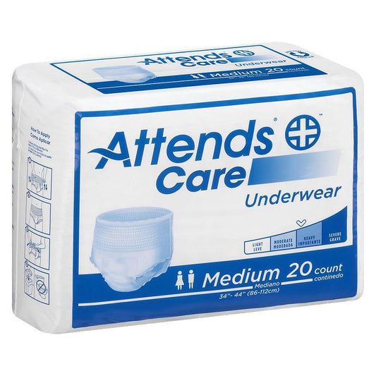 Attends Care Underwear - Medium, Moderate Absorbency (80 Count / 4 Packs of 20) Incontinence Aids Pasteur Pharmacy