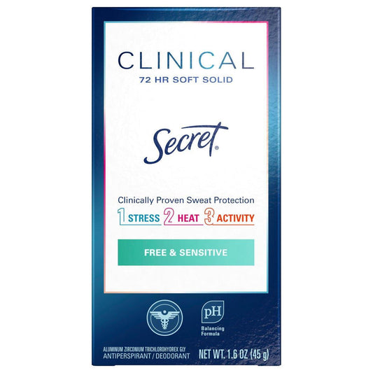 Secret Clinical Strength Soft Solid Antiperspirant And Deodorant - Free & Sensitive - 1.6oz Deodorant Pasteur Pharmacy