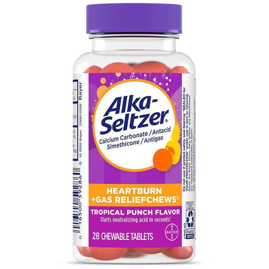 Alka-Seltzer Chewable Tablets Tropical Punch Heartburn + Gas Relief Medicine & Drugs Pasteur Pharmacy
