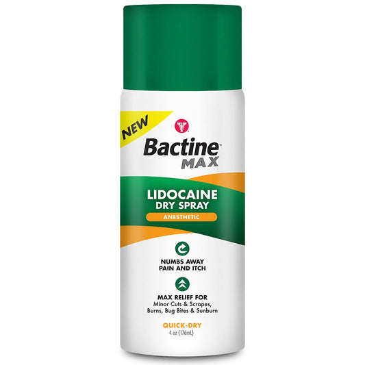 Bactine Max Pain Relief Dry Spray With Lidocaine, 4 Oz First Aid Pasteur Pharmacy