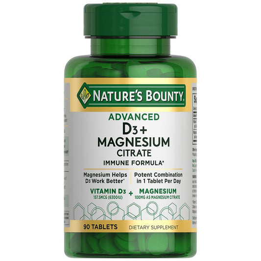 Nature's Bounty Advanced Vitamin D3 + Magnesium Citrate, Immune And Bone Supplement Tablets Vitamins & Supplements Pasteur Pharmacy