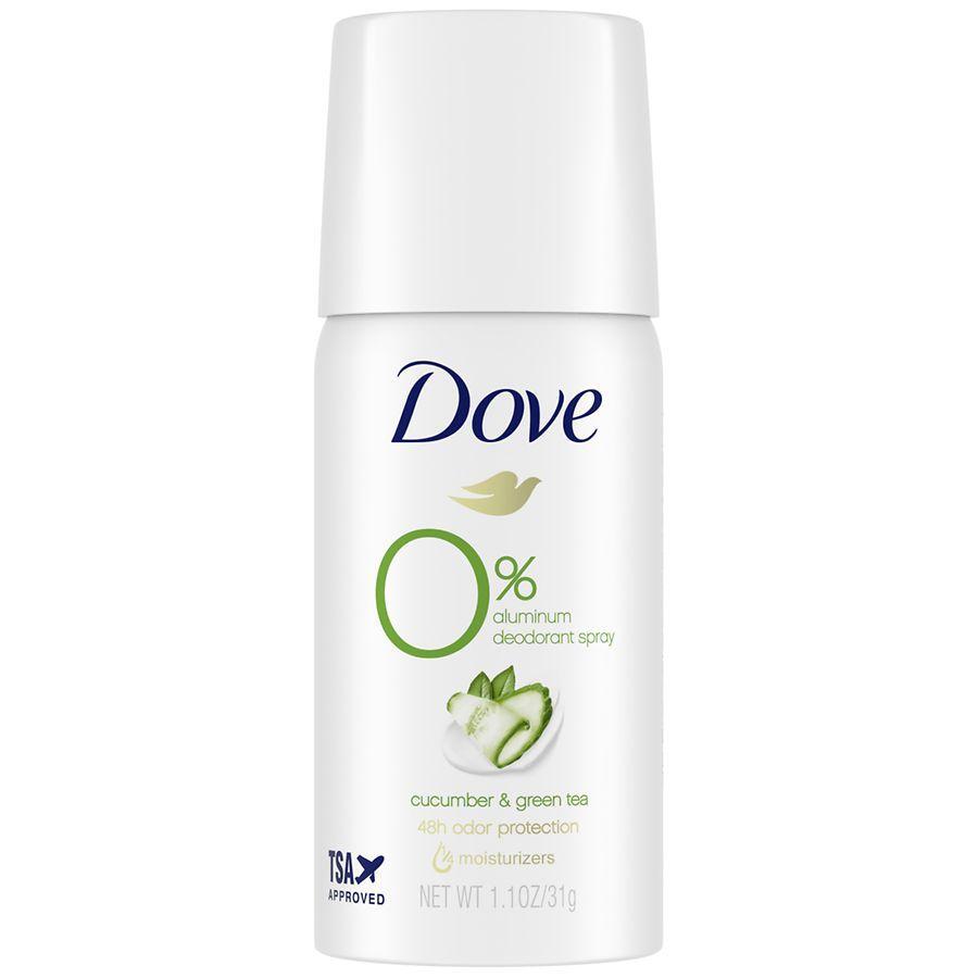 Dove 0% Aluminum Deodorant Spray Cucumber & Green Tea, Travel Size Deodorant Pasteur Pharmacy