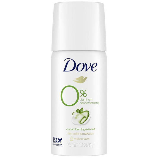 Dove 0% Aluminum Deodorant Spray Cucumber & Green Tea, Travel Size Deodorant Pasteur Pharmacy