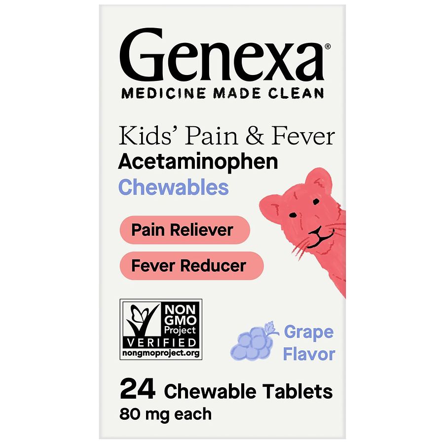 Genexa Kids Acetaminophen Grape Flavor Chewable Tablets Grapes Pasteur Pharmacy