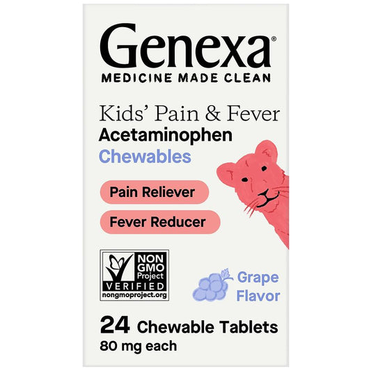 Genexa Kids Acetaminophen Grape Flavor Chewable Tablets Grapes Pasteur Pharmacy