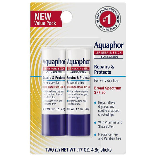 Aquaphor Lip Balm Repair Stick For Chapped Lips - SPF30 - 2pk/.34oz Lip Balms & Treatments Pasteur Pharmacy