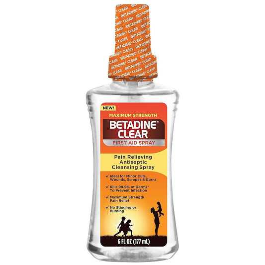 Betadine Clear Maximum Strength First Aid Spray 6 Fl Oz First Aid Pasteur Pharmacy