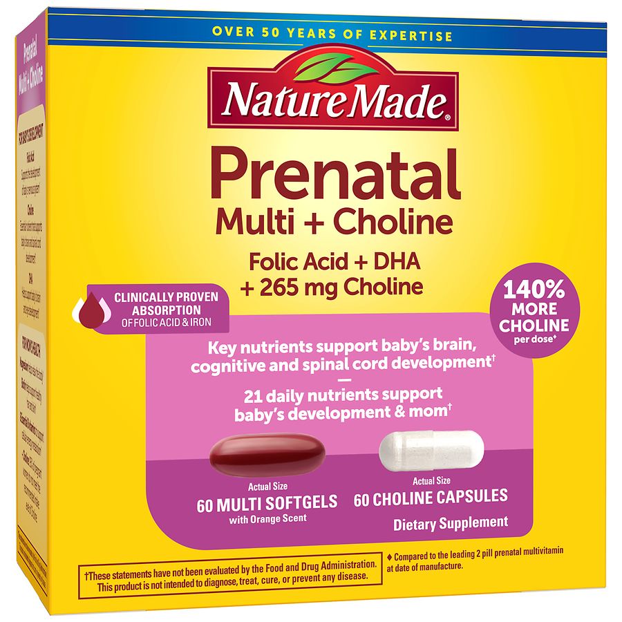 Nature Made Prenatal Multivitamins + Choline Capsules Vitamins & Supplements Pasteur Pharmacy