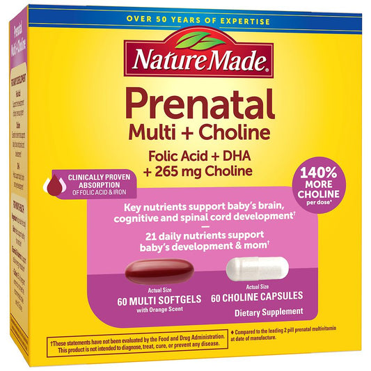 Nature Made Prenatal Multivitamins + Choline Capsules Vitamins & Supplements Pasteur Pharmacy