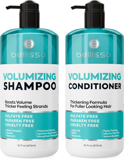 Volumizing Shampoo and Conditioner Set 16 Fl Oz Set of 2 Sulfate Free Thickening Formula for Fine and Thin Hair Volume Boost Professional Salon Hair Care for Men and Women