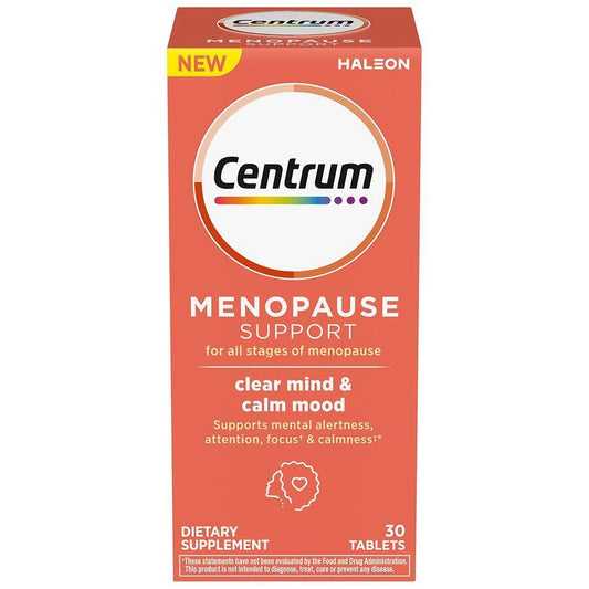 Centrum Menopause Support Clear Mind & Calm Mood, 30 Tablets – Hormone-Free Supplement for Brain Fog & Stress Relief Vitamins & Supplements Pasteur Pharmacy