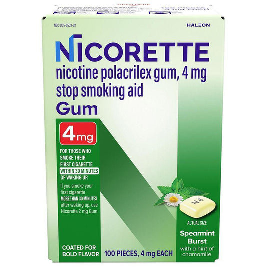 Nicorette Nicotine Stop Smoking Aid Gum 4 Mg, Spearmint Health & Beauty Pasteur Pharmacy
