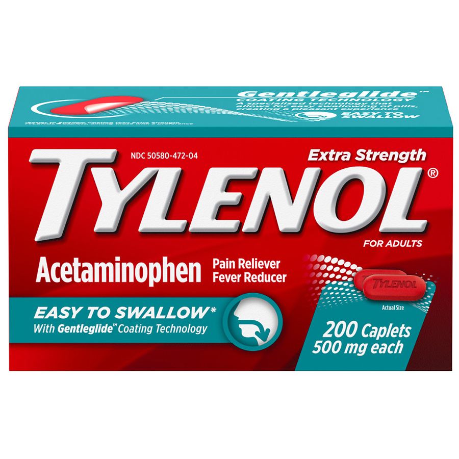 Tylenol Extra Strength Acetaminophen Pain Reliever Caplets Medicine Cabinets Pasteur Pharmacy