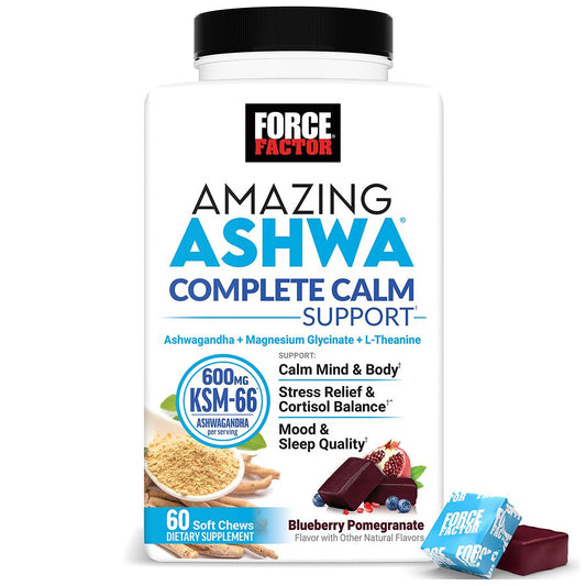 Force Factor Amazing Ashwa Advanced Soft Chews Blueberry Pomegranate Pomegranates Pasteur Pharmacy