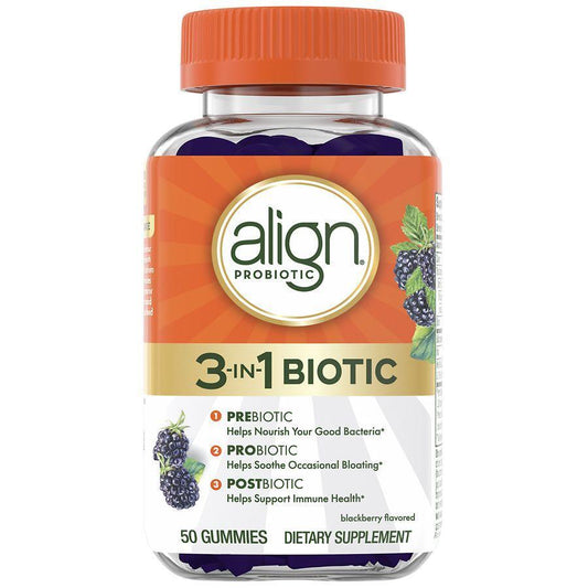Align Daily Probiotic Gummies, Digestive Health Support, Blackberry Flavor, 50 Chewables Vitamins & Supplements Pasteur Pharmacy