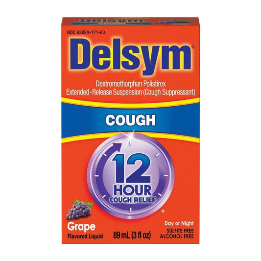 Delsym Cough Suppressant 12 Hour Relief Day Or Night Grape Flavored Liquid Health & Beauty Pasteur Pharmacy