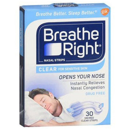 Breathe Right Nasal Strips, For Sensitive Skin, Sm/Med, Clear Health & Beauty Pasteur Pharmacy