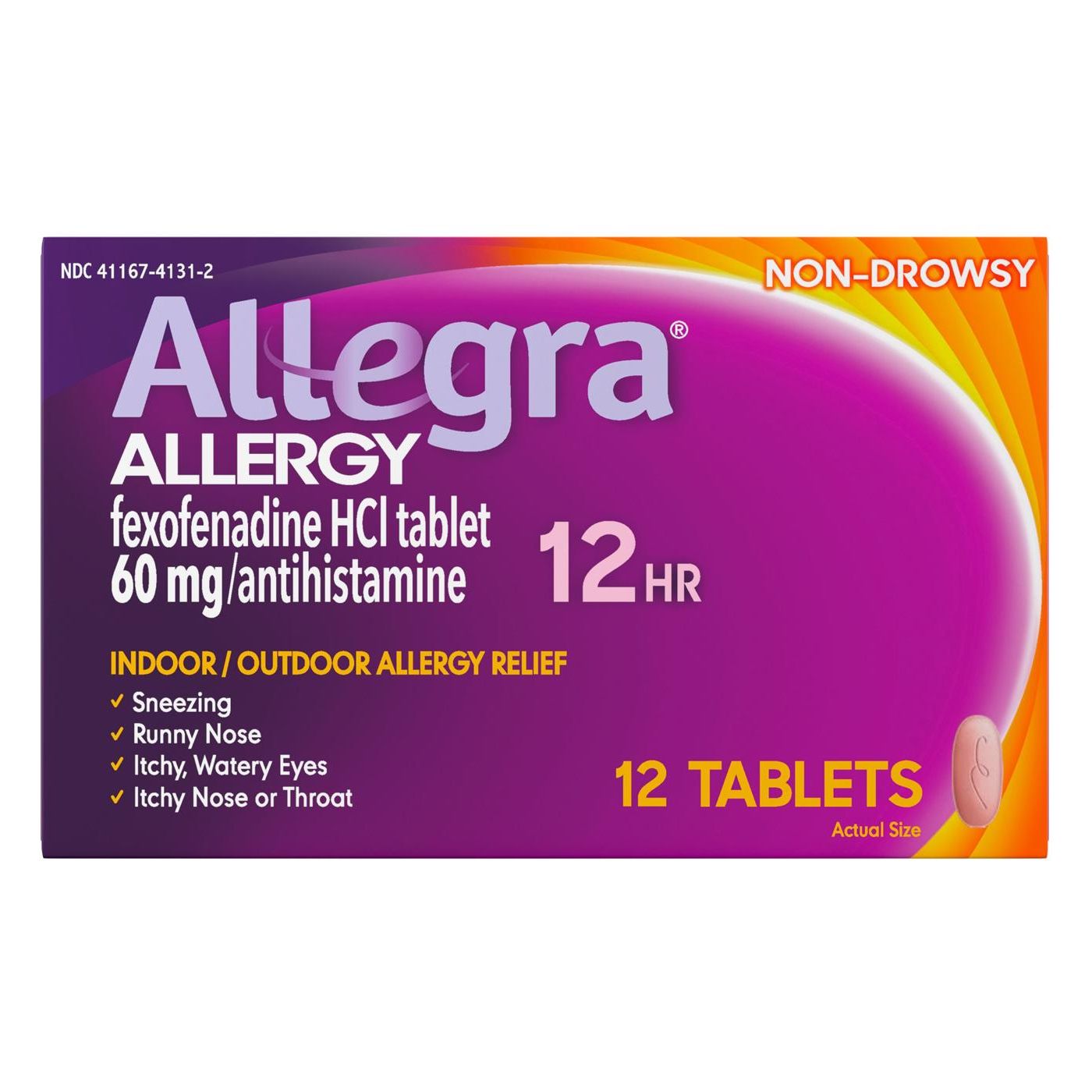 Allegra Adult Non-Drowsy Allergy Relief, 12 Hour (60mg), 12 Tablets Medicine & Drugs Pasteur Pharmacy