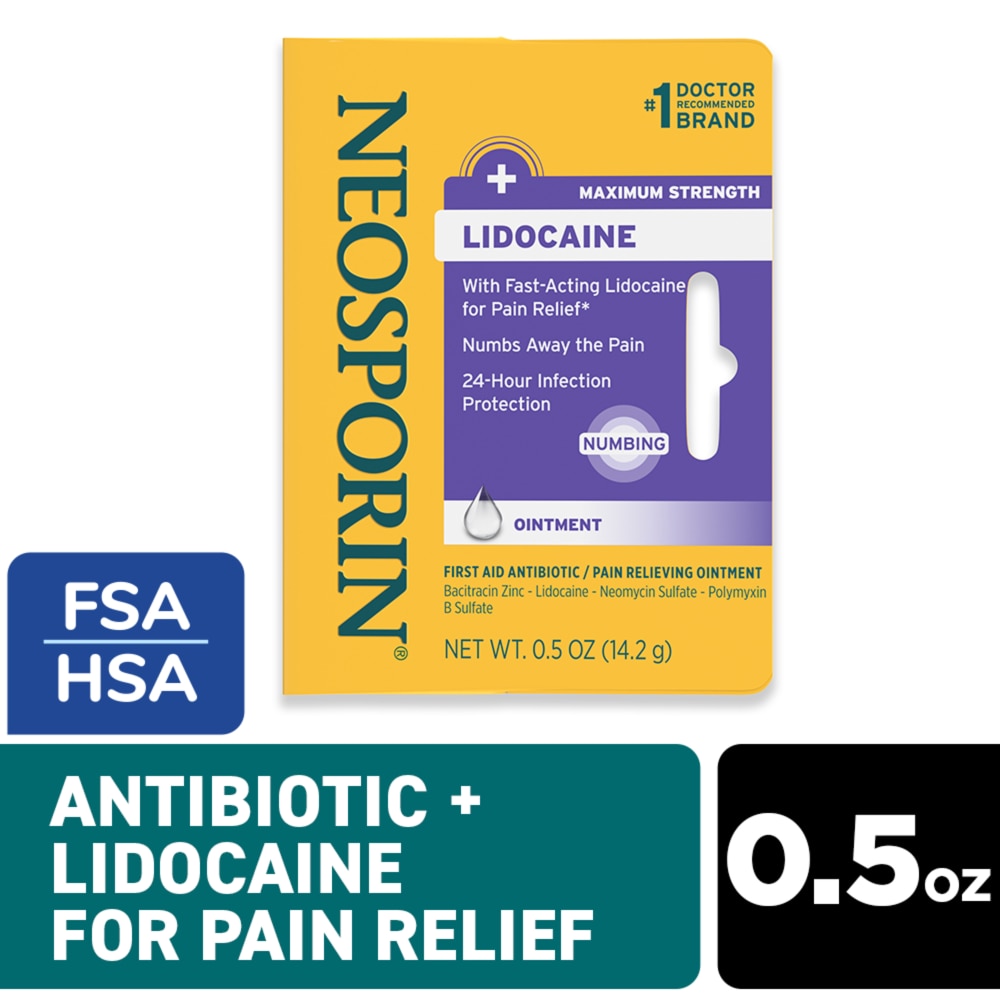 Neosporin Maximum Strength Ointment Lidocaine 0.5 Oz First Aid Pasteur Pharmacy
