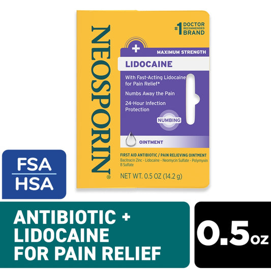 Neosporin Maximum Strength Ointment Lidocaine 0.5 Oz First Aid Pasteur Pharmacy