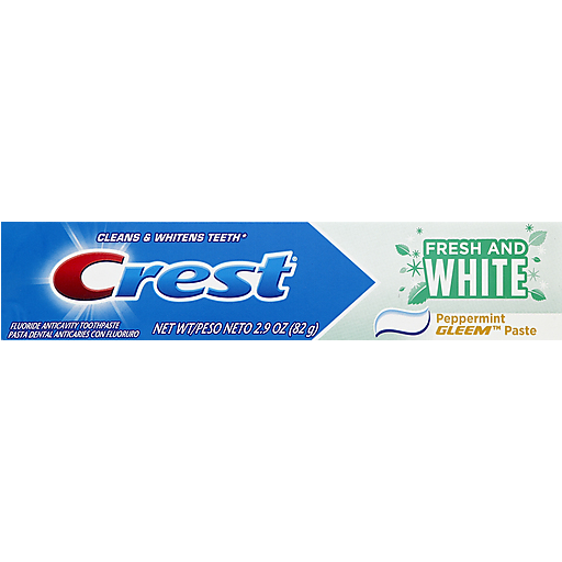 Crest Fresh And White Peppermint Gleem Paste Fluoride Anticavity Toothpaste 2.9 Oz. Box Toothpaste Pasteur Pharmacy