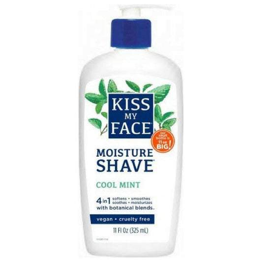 Kiss My Face 4-in-1 Moisture Shave, Cool Mint (Green) 325ml Shaving Cream Pasteur Pharmacy