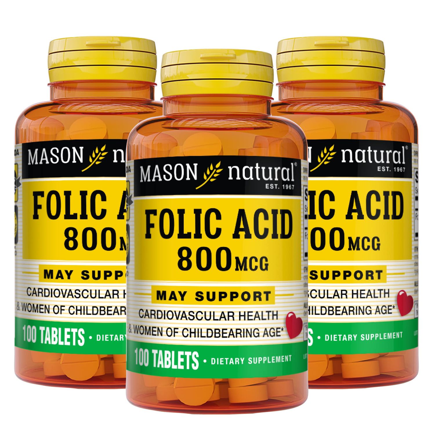 Mason Natural Folic Acid, 800 Mcg, Tablets Vitamins & Supplements Pasteur Pharmacy