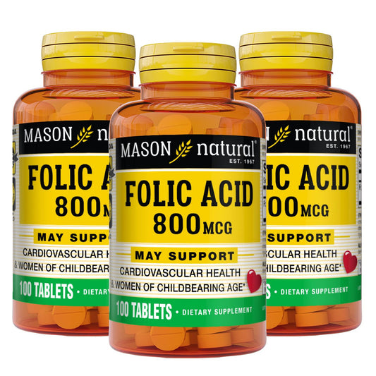 Mason Natural Folic Acid, 800 Mcg, Tablets Vitamins & Supplements Pasteur Pharmacy