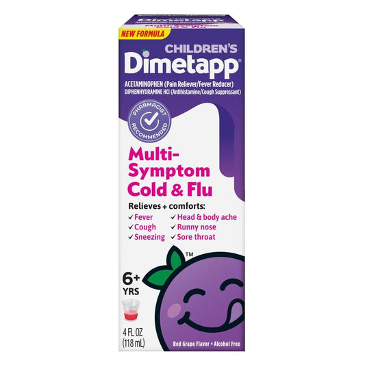 Dimetapp Cold & Flu, Multi Symptom, Red Grape Flavor, Children's 4 Fl Oz Personal Care Pasteur Pharmacy