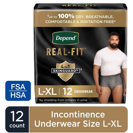 Depend Real Fit Underwear For Men Maximun Absorbency L-Xl 12Ct Underwear Pasteur Pharmacy