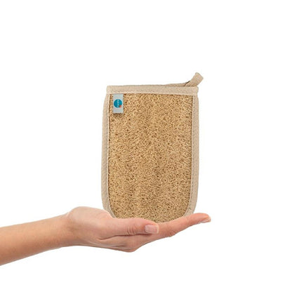 Gant de bain exfoliant Balmy - Loofah naturel et coton, exfolie et renouvelle la peau, gant de hammam pour peau grasse